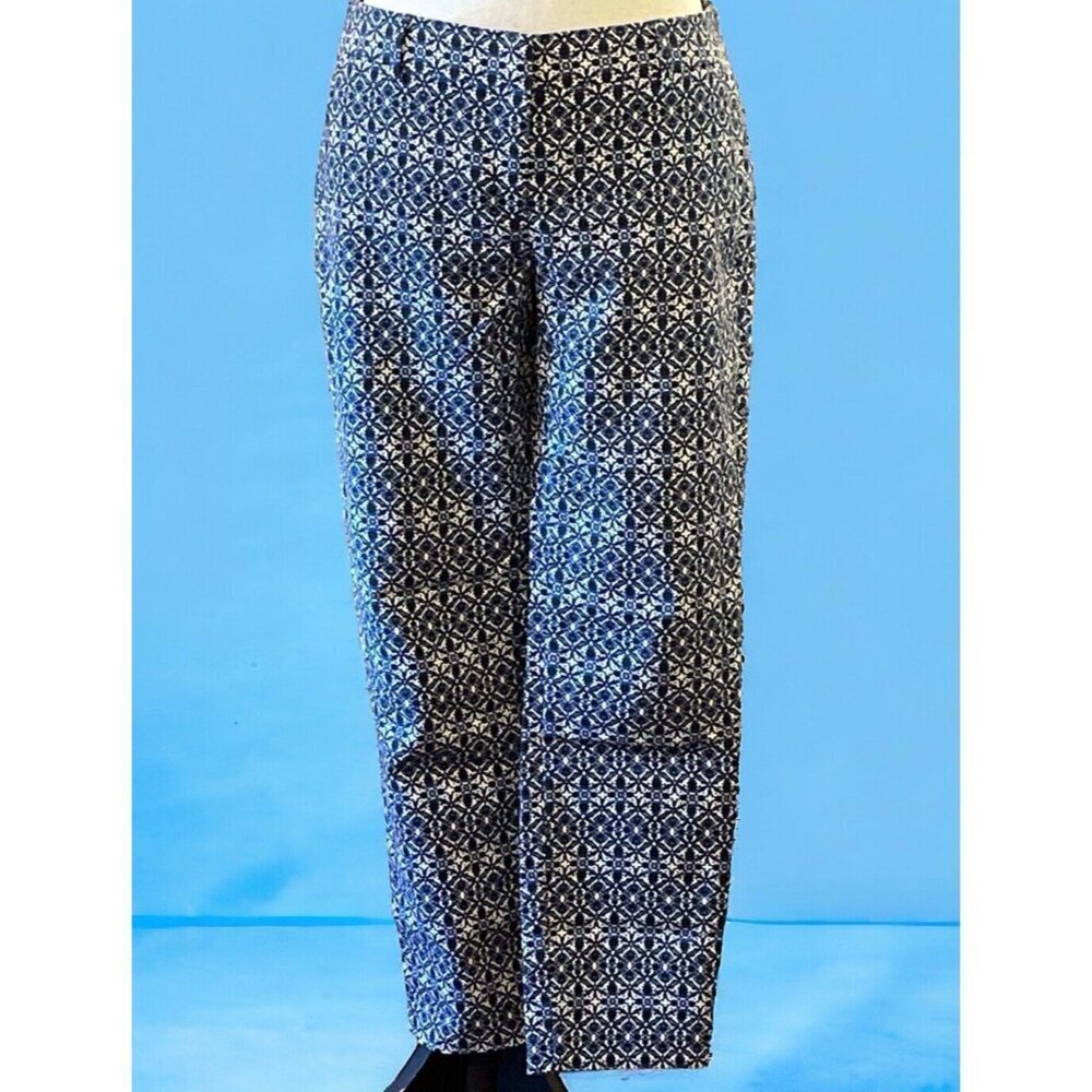 Katherine Barclay Montreal Womens Pants Size 4 Blue White Paisley